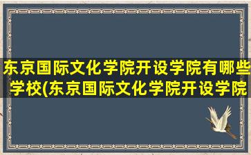 东京国际文化学院开设学院有哪些学校(东京国际文化学院开设学院有哪些)