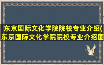 东京国际文化学院院校专业介绍(东京国际文化学院院校专业介绍图片)