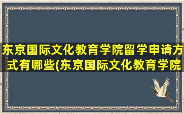 东京国际文化教育学院留学申请方式有哪些(东京国际文化教育学院留学申请方式有几种)