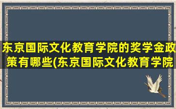 东京国际文化教育学院的奖学金政策有哪些(东京国际文化教育学院的奖学金政策怎么样)