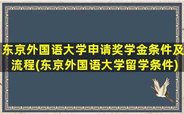 东京外国语大学申请奖学金条件及流程(东京外国语大学留学条件)