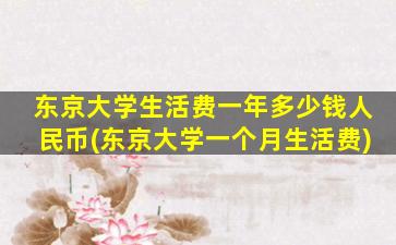 东京大学生活费一年多少钱人民币(东京大学一个月生活费)