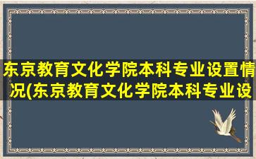 东京教育文化学院本科专业设置情况(东京教育文化学院本科专业设置要求)