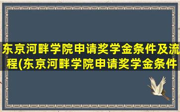 东京河畔学院申请奖学金条件及流程(东京河畔学院申请奖学金条件和流程)