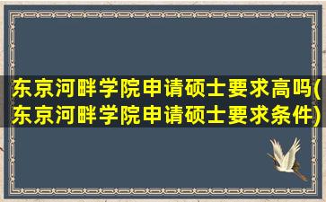 东京河畔学院申请硕士要求高吗(东京河畔学院申请硕士要求条件)