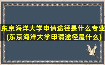 东京海洋大学申请途径是什么专业(东京海洋大学申请途径是什么)