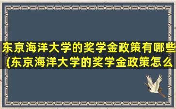 东京海洋大学的奖学金政策有哪些(东京海洋大学的奖学金政策怎么样)