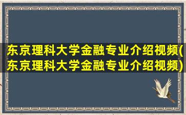 东京理科大学金融专业介绍视频(东京理科大学金融专业介绍视频)