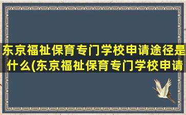 东京福祉保育专门学校申请途径是什么(东京福祉保育专门学校申请途径是什么样的)