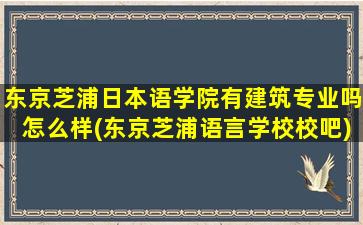 东京芝浦日本语学院有建筑专业吗怎么样(东京芝浦语言学校校吧)