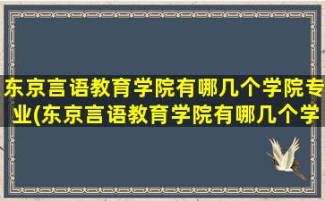 东京言语教育学院有哪几个学院专业(东京言语教育学院有哪几个学院的)