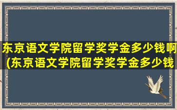 东京语文学院留学奖学金多少钱啊(东京语文学院留学奖学金多少钱一个月)