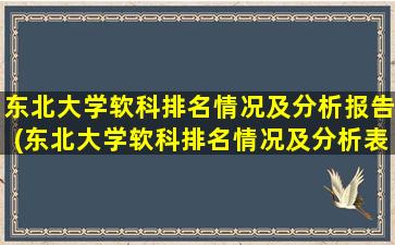 东北大学软科排名情况及分析报告(东北大学软科排名情况及分析表)