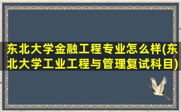 东北大学金融工程专业怎么样(东北大学工业工程与管理复试科目)