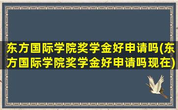 东方国际学院奖学金好申请吗(东方国际学院奖学金好申请吗现在)