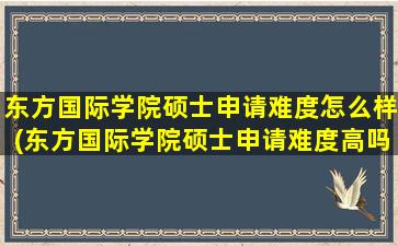 东方国际学院硕士申请难度怎么样(东方国际学院硕士申请难度高吗)