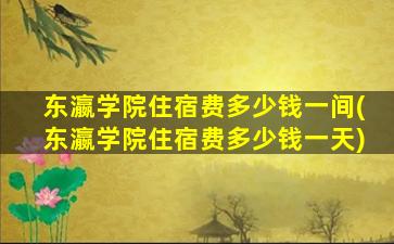 东瀛学院住宿费多少钱一间(东瀛学院住宿费多少钱一天)