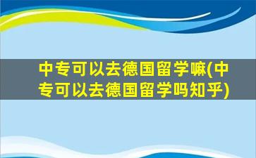 中专可以去德国留学嘛(中专可以去德国留学吗知乎)