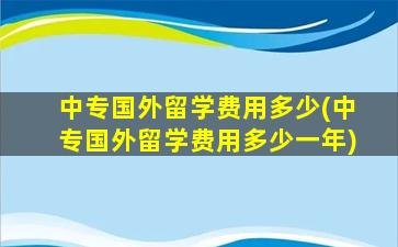 中专国外留学费用多少(中专国外留学费用多少一年)