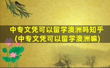 中专文凭可以留学澳洲吗知乎(中专文凭可以留学澳洲嘛)