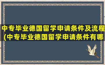 中专毕业德国留学申请条件及流程(中专毕业德国留学申请条件有哪些)