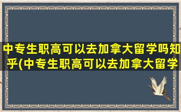 中专生职高可以去加拿大留学吗知乎(中专生职高可以去加拿大留学吗女生)