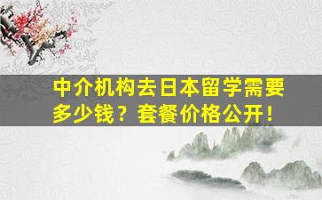 中介机构去日本留学需要多少钱？套餐价格公开！