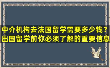 中介机构去法国留学需要多少钱？出国留学前你必须了解的重要信息！