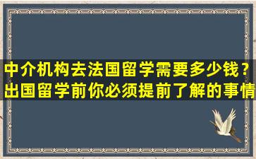 中介机构去法国留学需要多少钱？出国留学前你必须提前了解的事情！