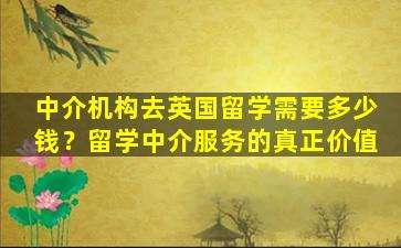 中介机构去英国留学需要多少钱？留学中介服务的真正价值