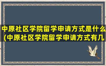 中原社区学院留学申请方式是什么(中原社区学院留学申请方式有几种)