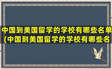 中国到美国留学的学校有哪些名单(中国到美国留学的学校有哪些名字)