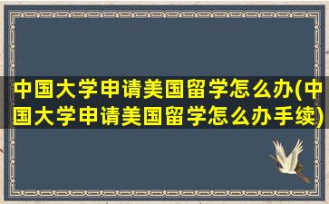 中国大学申请美国留学怎么办(中国大学申请美国留学怎么办手续)