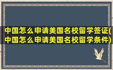 中国怎么申请美国名校留学签证(中国怎么申请美国名校留学条件)