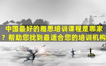 中国最好的雅思培训课程是哪家？帮助您找到最适合您的培训机构