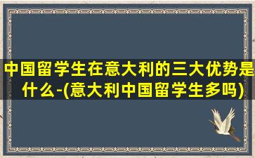 中国留学生在意大利的三大优势是什么-(意大利中国留学生多吗)