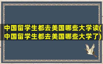 中国留学生都去美国哪些大学读(中国留学生都去美国哪些大学了)