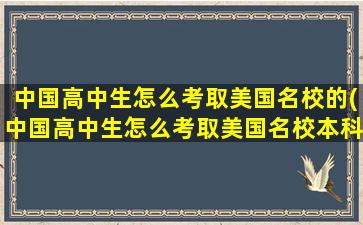 中国高中生怎么考取美国名校的(中国高中生怎么考取美国名校本科)