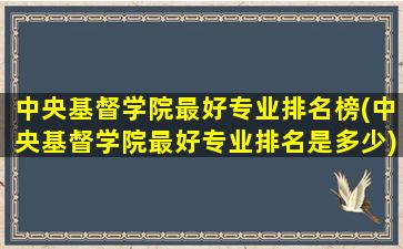 中央基督学院最好专业排名榜(中央基督学院最好专业排名是多少)