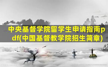 中央基督学院留学生申请指南pdf(中国基督教学院招生简章)