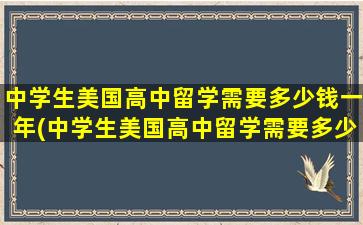 中学生美国高中留学需要多少钱一年(中学生美国高中留学需要多少钱呢)