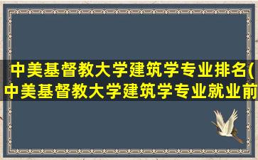 中美基督教大学建筑学专业排名(中美基督教大学建筑学专业就业前景)