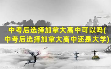 中考后选择加拿大高中可以吗(中考后选择加拿大高中还是大学)