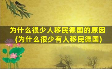 为什么很少人移民德国的原因(为什么很少有人移民德国)