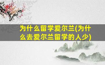 为什么留学爱尔兰(为什么去爱尔兰留学的人少)