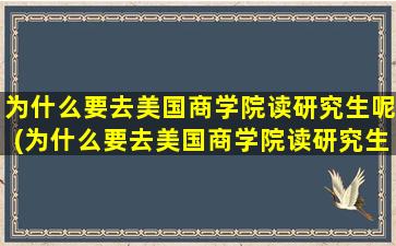 为什么要去美国商学院读研究生呢(为什么要去美国商学院读研究生呢英语)