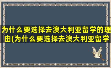 为什么要选择去澳大利亚留学的理由(为什么要选择去澳大利亚留学的原因)