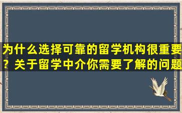 为什么选择可靠的留学机构很重要？关于留学中介你需要了解的问题