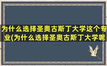 为什么选择圣奥古斯丁大学这个专业(为什么选择圣奥古斯丁大学呢)