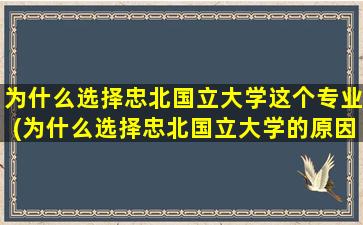 为什么选择忠北国立大学这个专业(为什么选择忠北国立大学的原因)